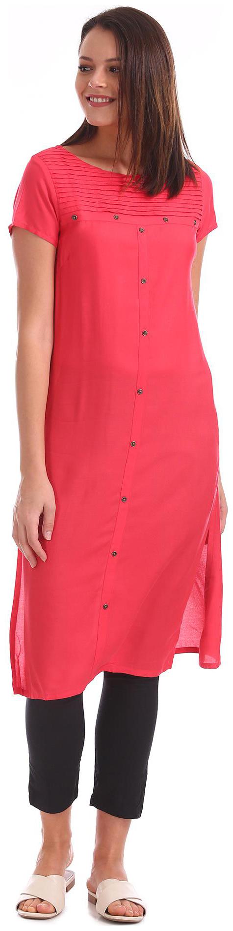 

Karigari Women Pink Solid Straight Kurta