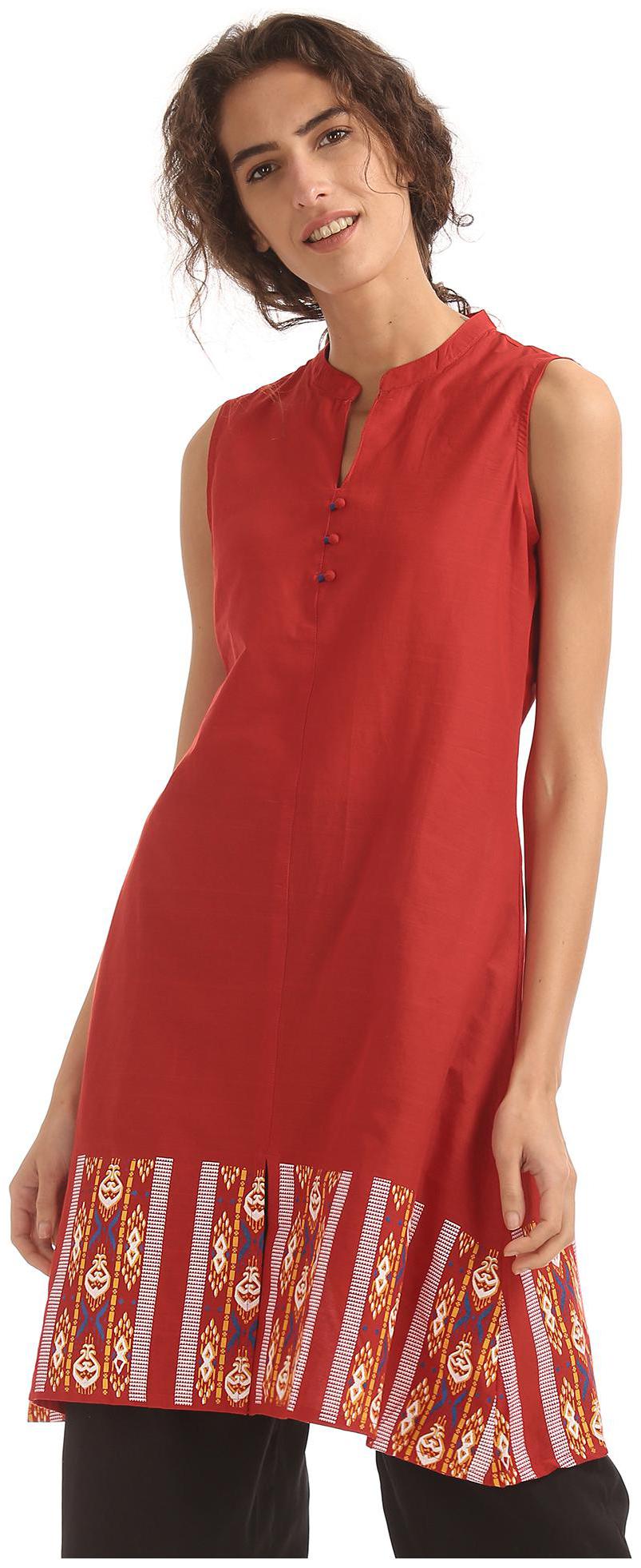 

Karigari Women Red Printed Straight Kurta