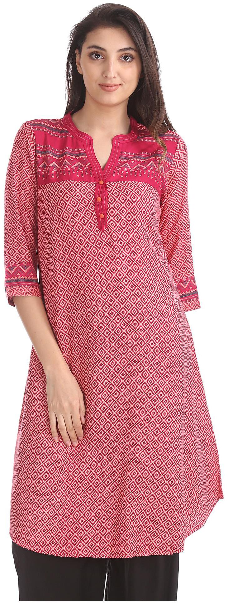 

Karigari Women Red Printed Straight Kurta