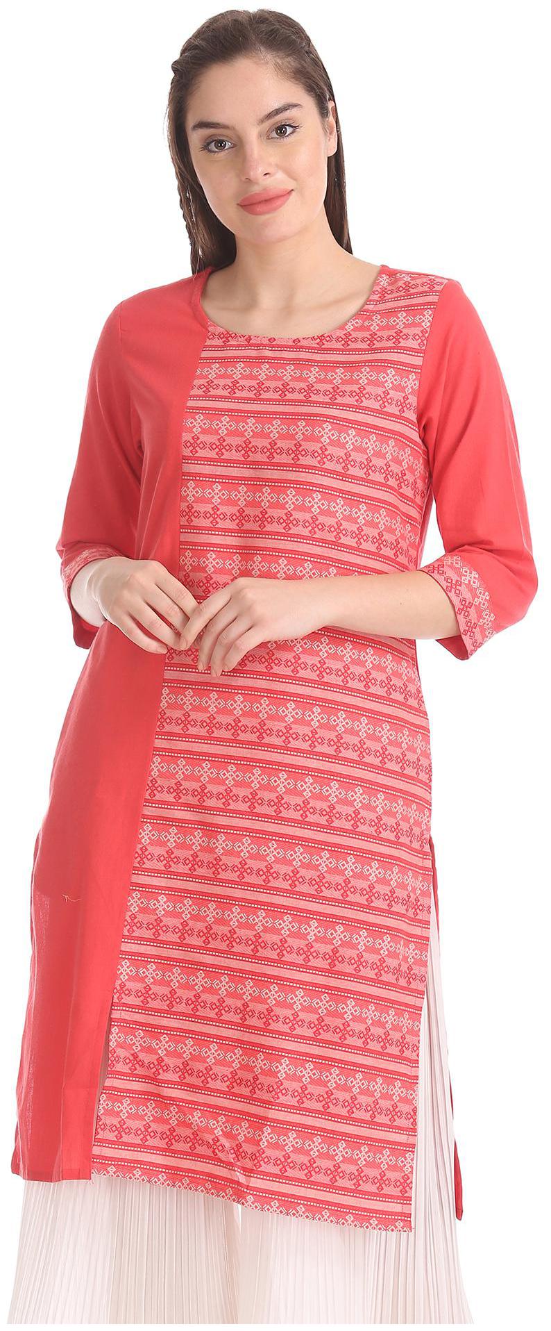 

Karigari Women Orange Embroidered Straight Kurta