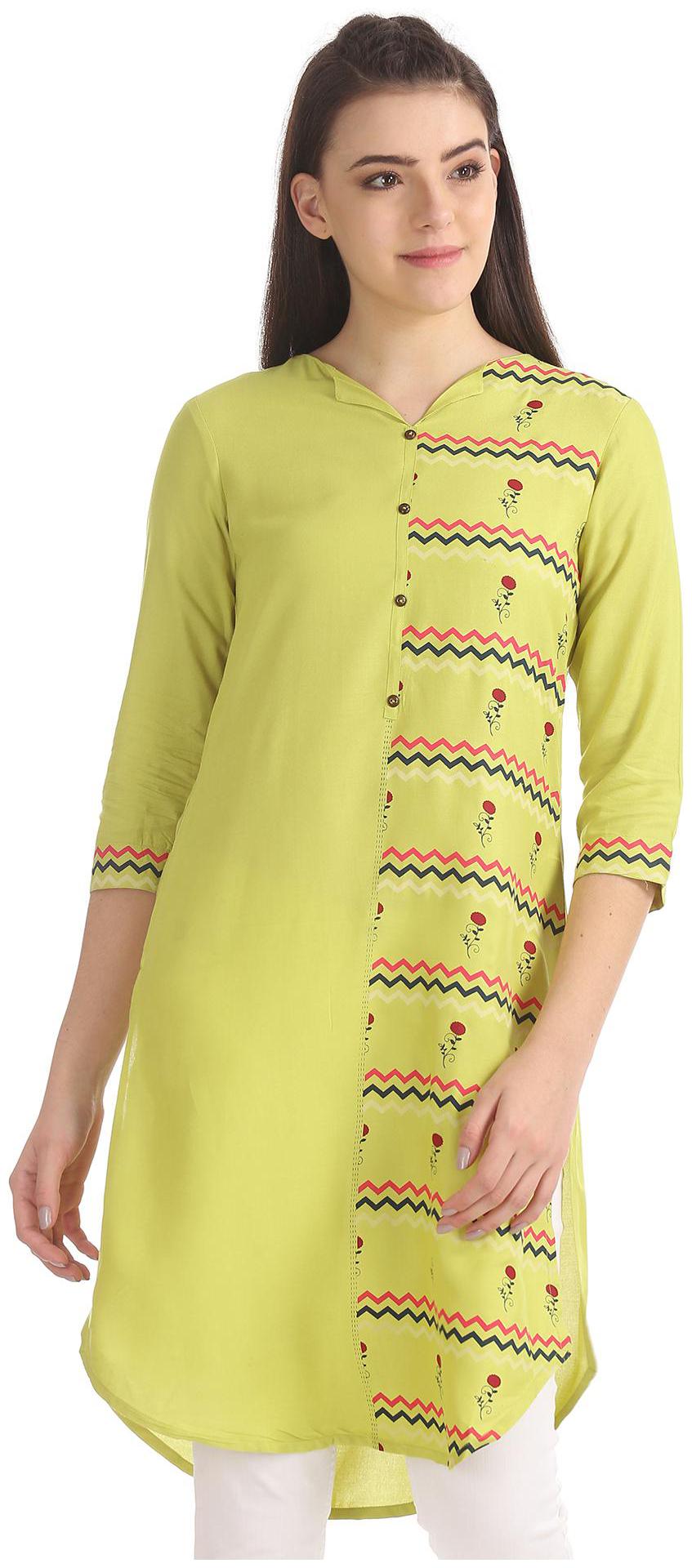 

Karigari Women Green Printed Straight Kurta