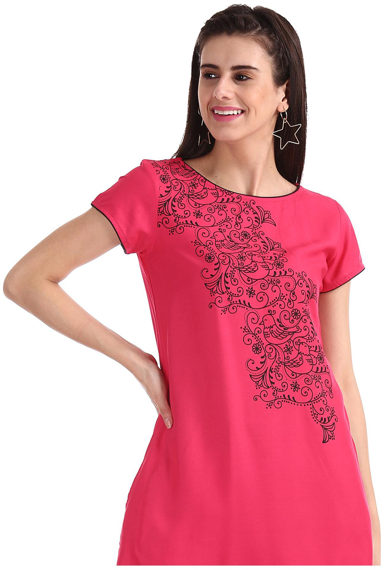 

Karigari Women Pink Printed Straight Kurta