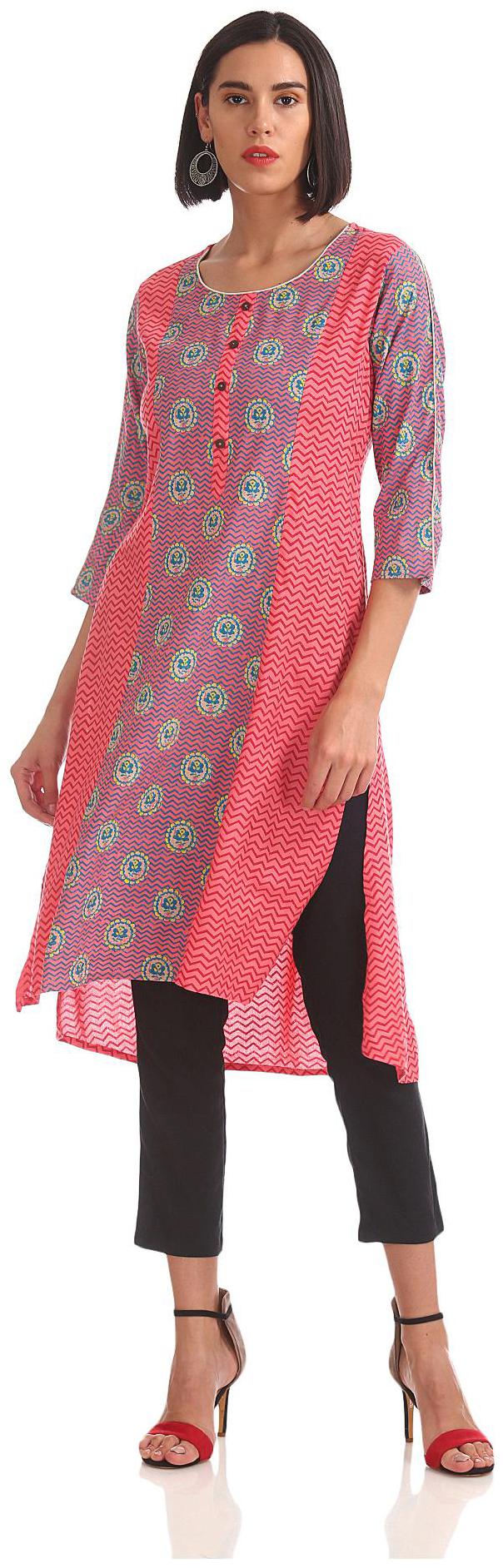 

Karigari Women Red Printed Straight Kurta