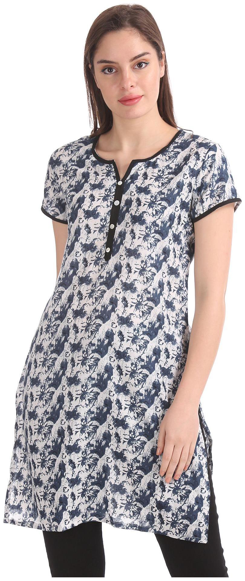 

Karigari Women White Printed Straight Kurta