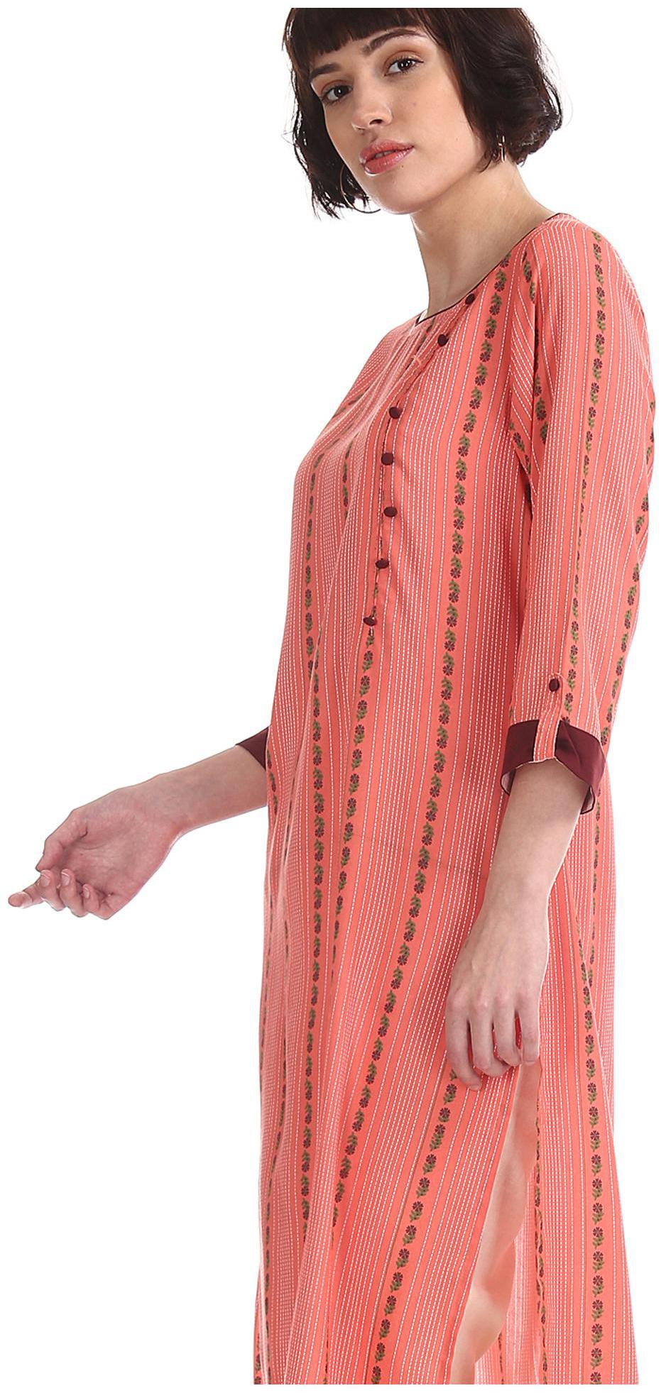 

Karigari Women Orange Printed Assymetrical Kurta