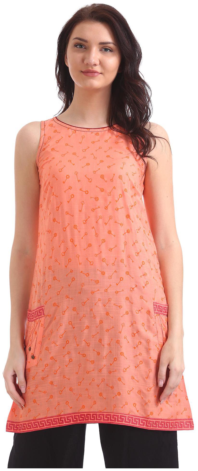 

Karigari Women Pink Printed Straight Kurta