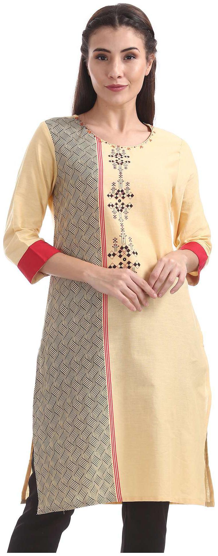 

Karigari Women White Printed Straight Kurta