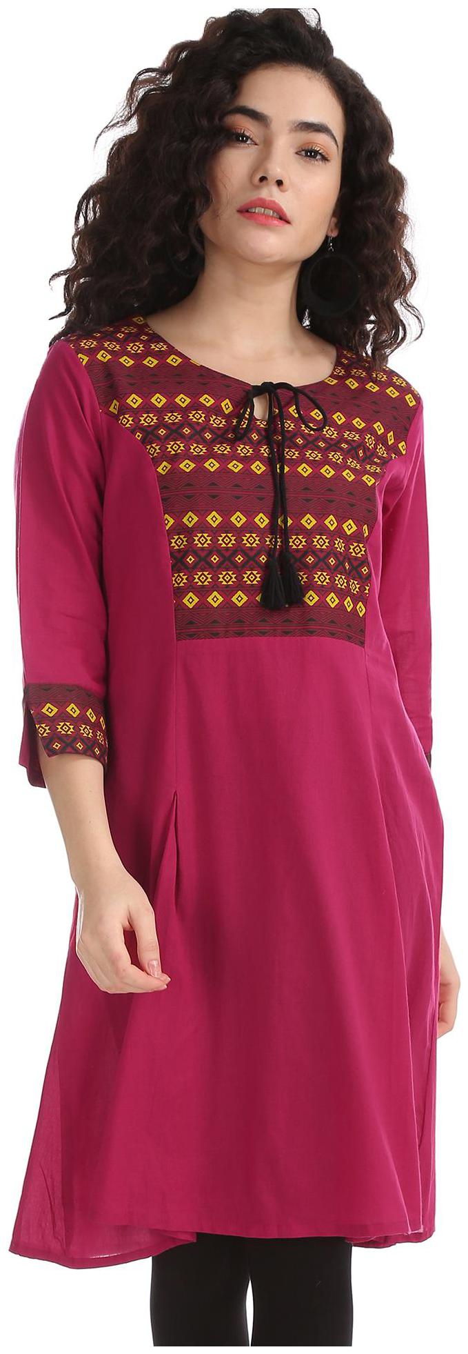 

Karigari Women Pink Printed Straight Kurta