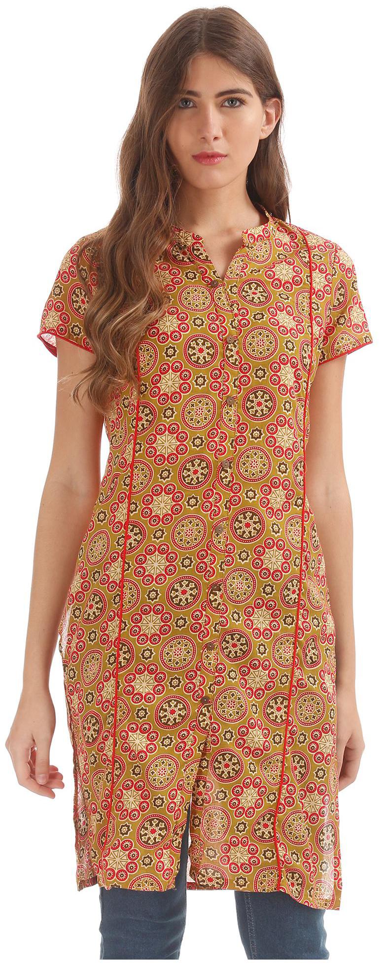 

Karigari Women Brown Printed Straight Kurta