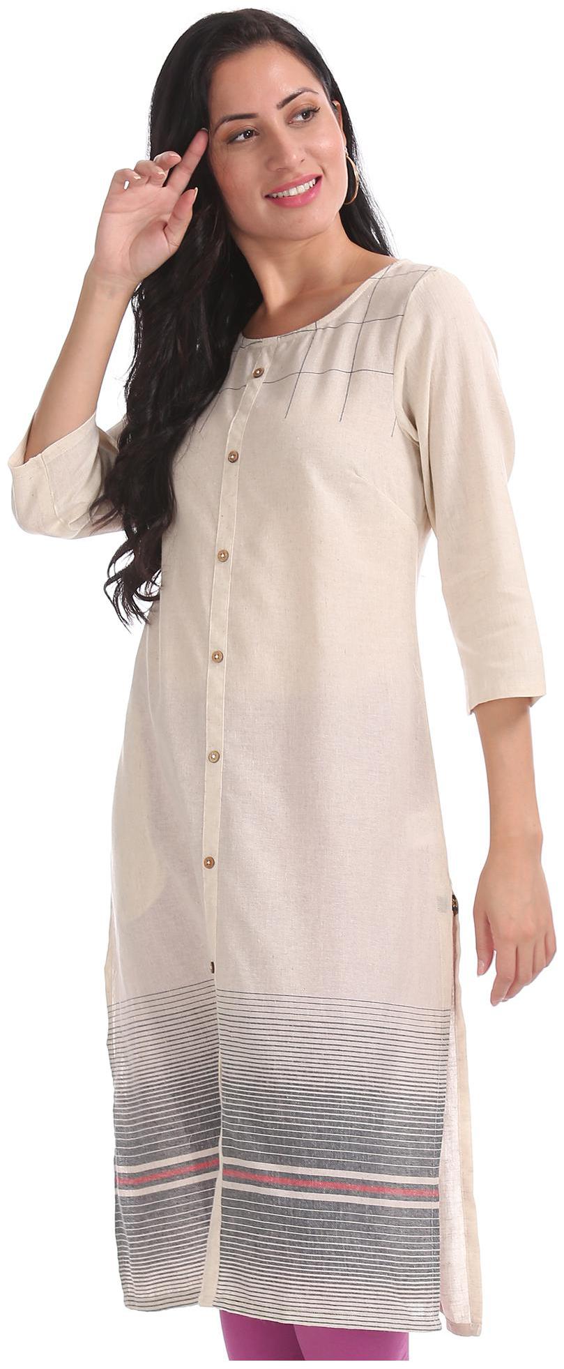 

Karigari Women Beige Printed Straight Kurta