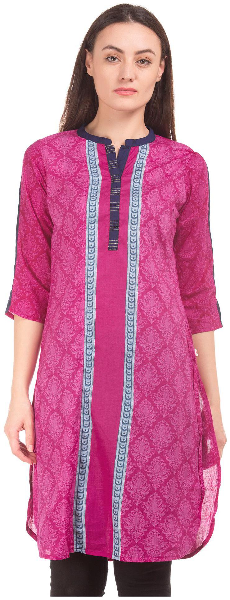 

Karigari Women Pink Printed Straight Kurta