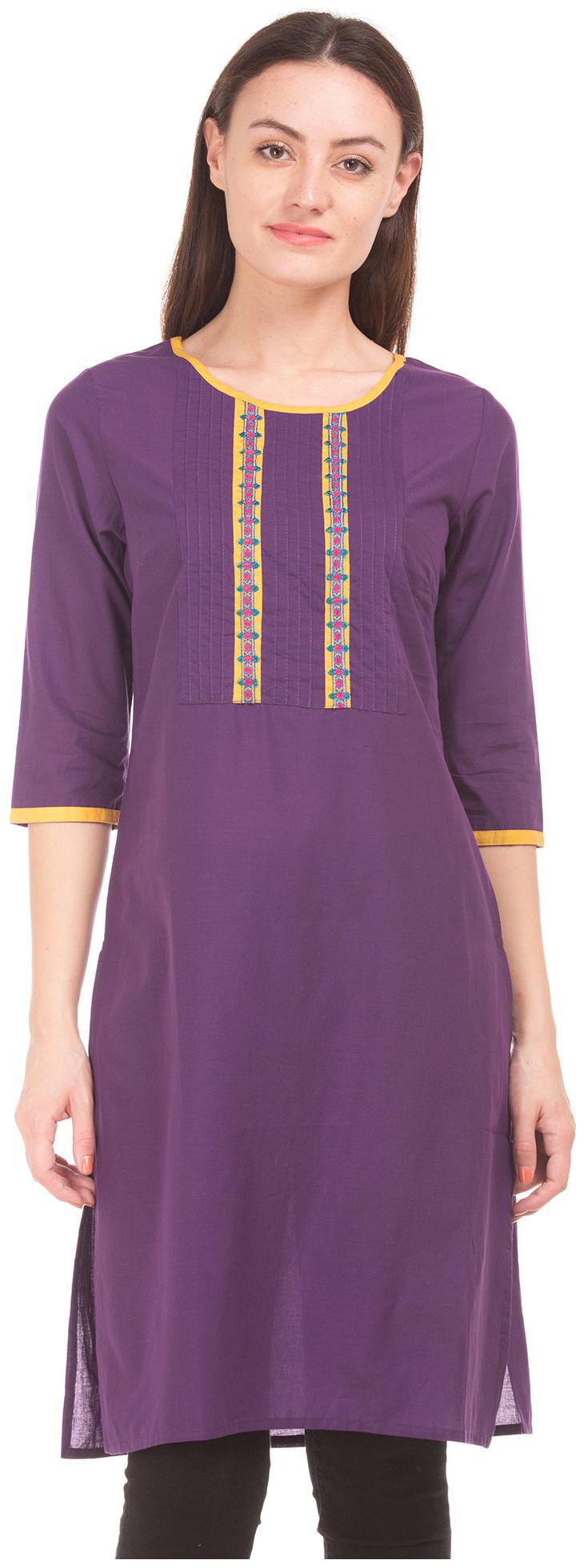 

Karigari Women Purple Solid Straight Kurta