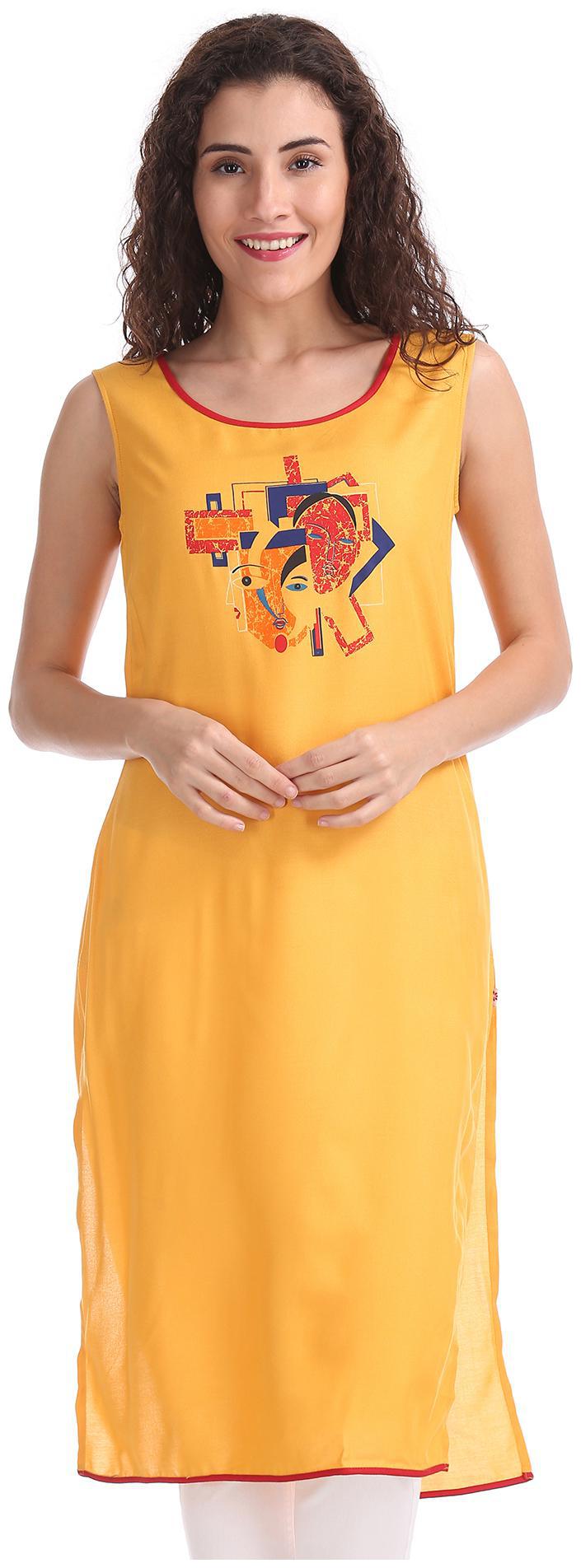 

Karigari Women Yellow Printed Straight Kurta