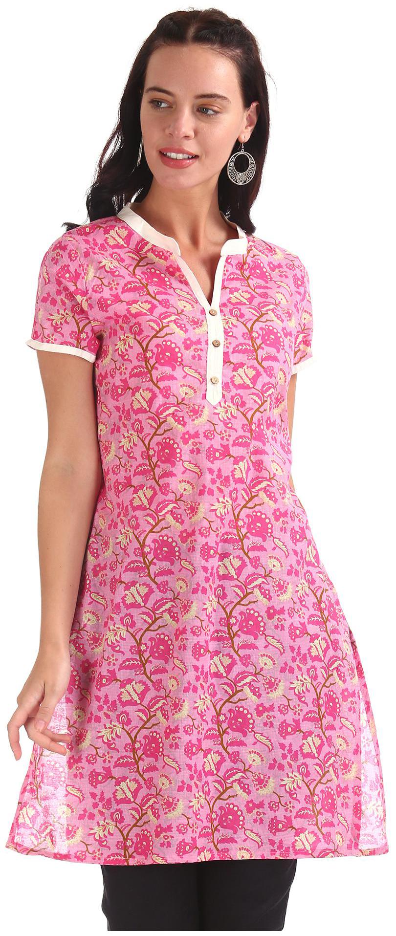 

Karigari Women Pink Printed Straight Kurta