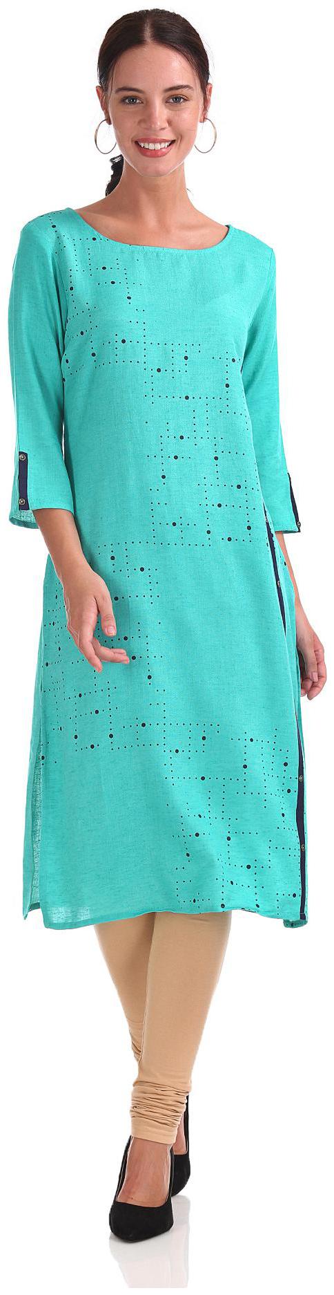 

Karigari Women Green Printed Straight Kurta