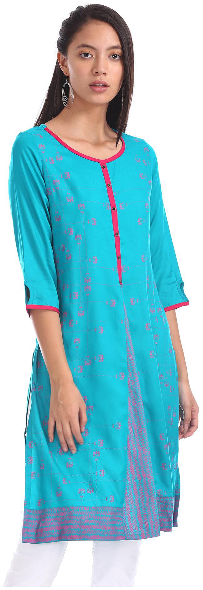 

Karigari Women Green Printed Straight Kurta