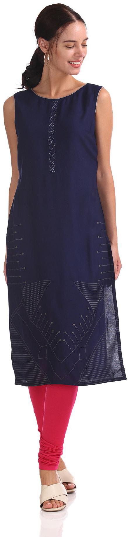 

Karigari Women Blue Printed Straight Kurta