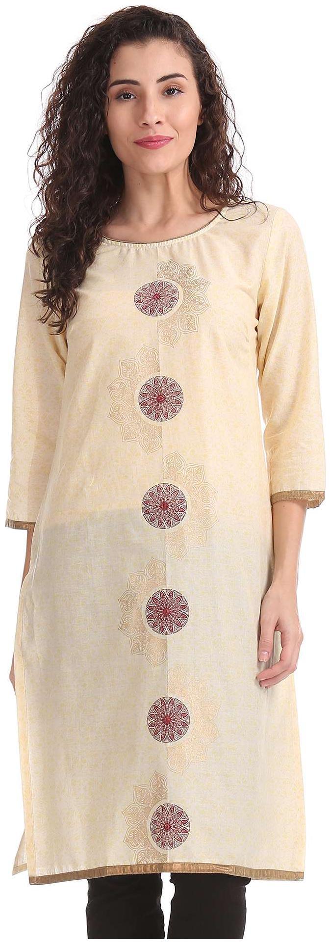 

Karigari Women White Printed Straight Kurta