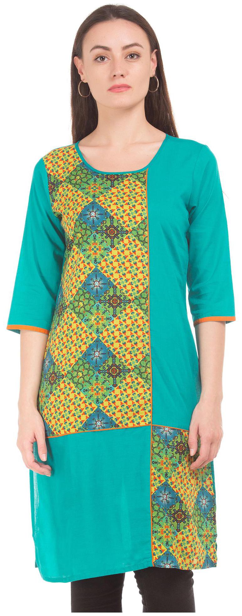 

Karigari Women Green Printed Straight Kurta