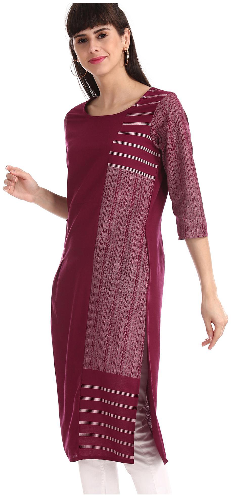 

Karigari Women Purple Printed Straight Kurta