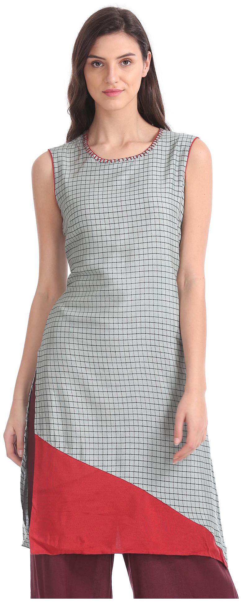 

Karigari Women Grey Printed Straight Kurta
