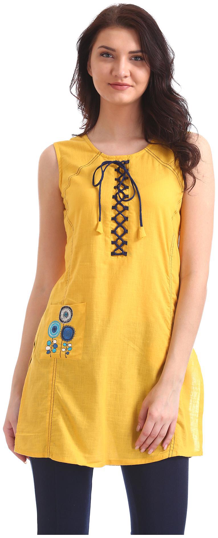

Karigari Women Yellow Ethnic Motifs Straight Kurta