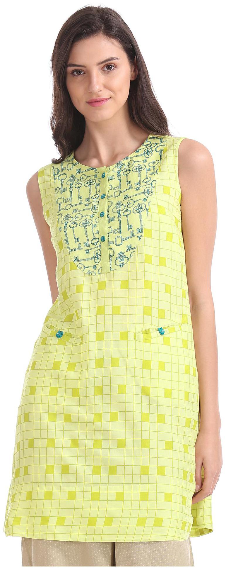 

Karigari Women Yellow Printed Straight Kurta