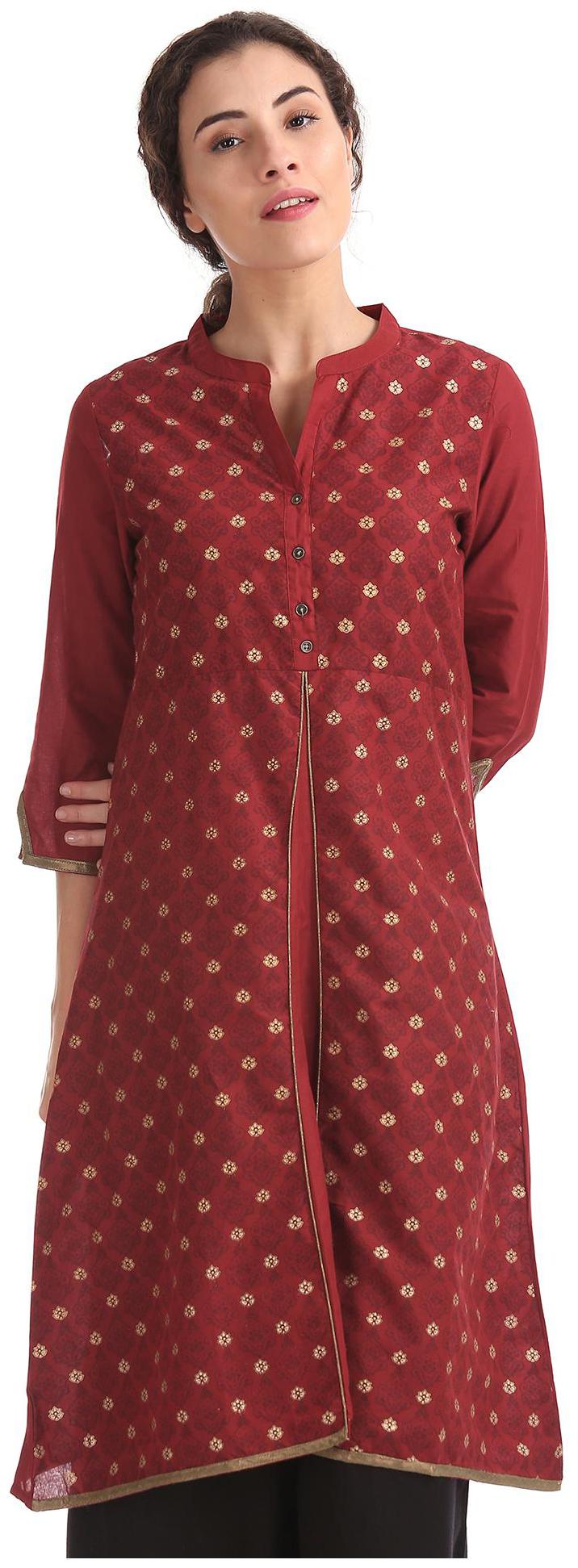 

Karigari Women Red Printed Straight Kurta