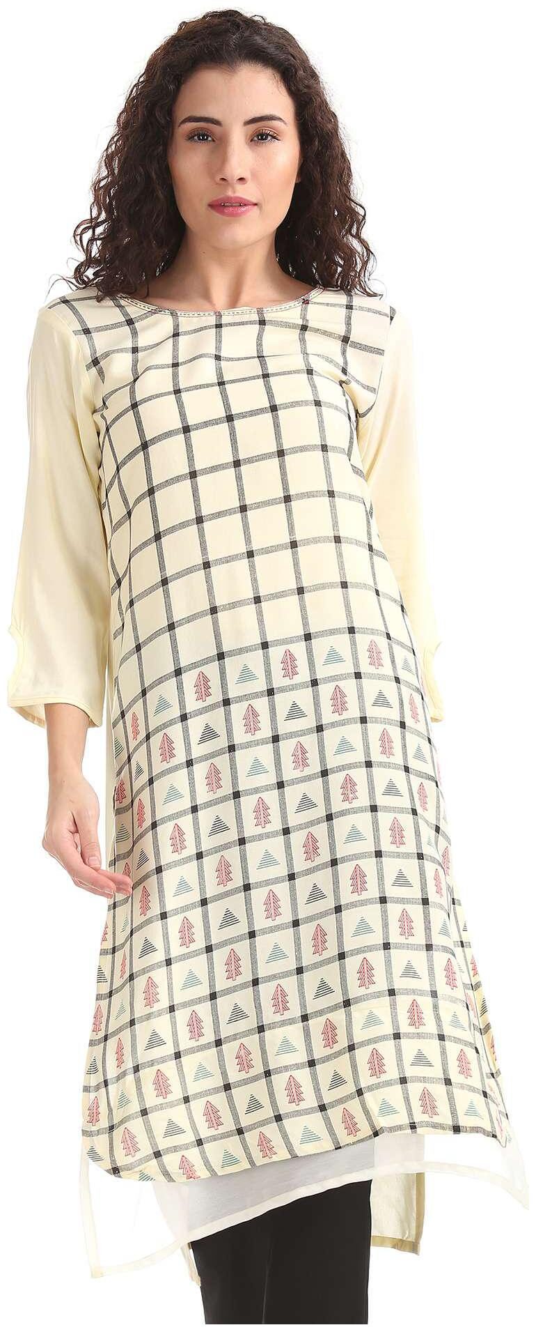 

Karigari Women Beige Printed Straight Kurta