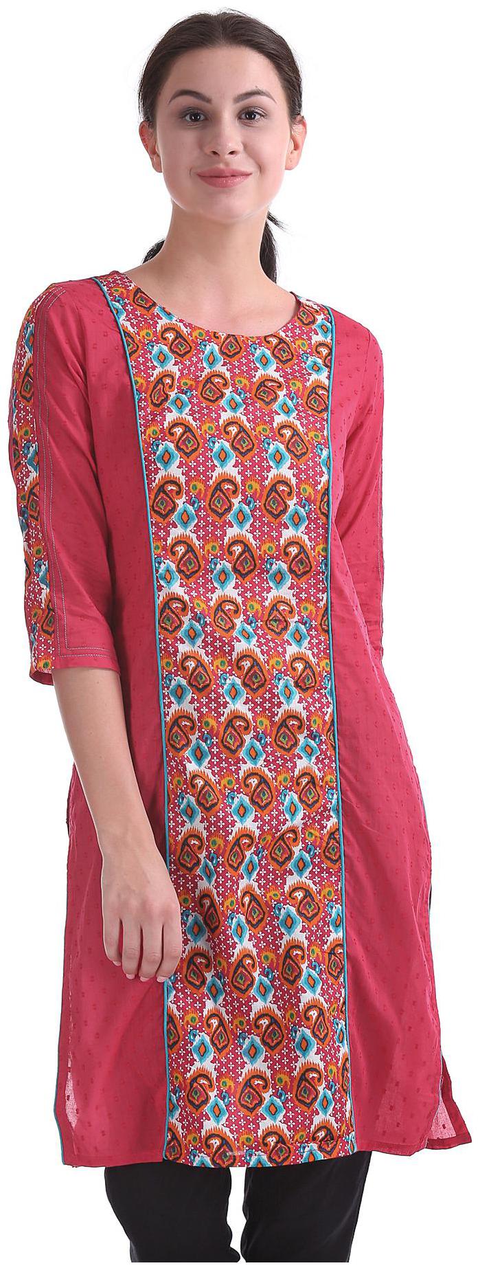 

Karigari Women Pink Printed Straight Kurta
