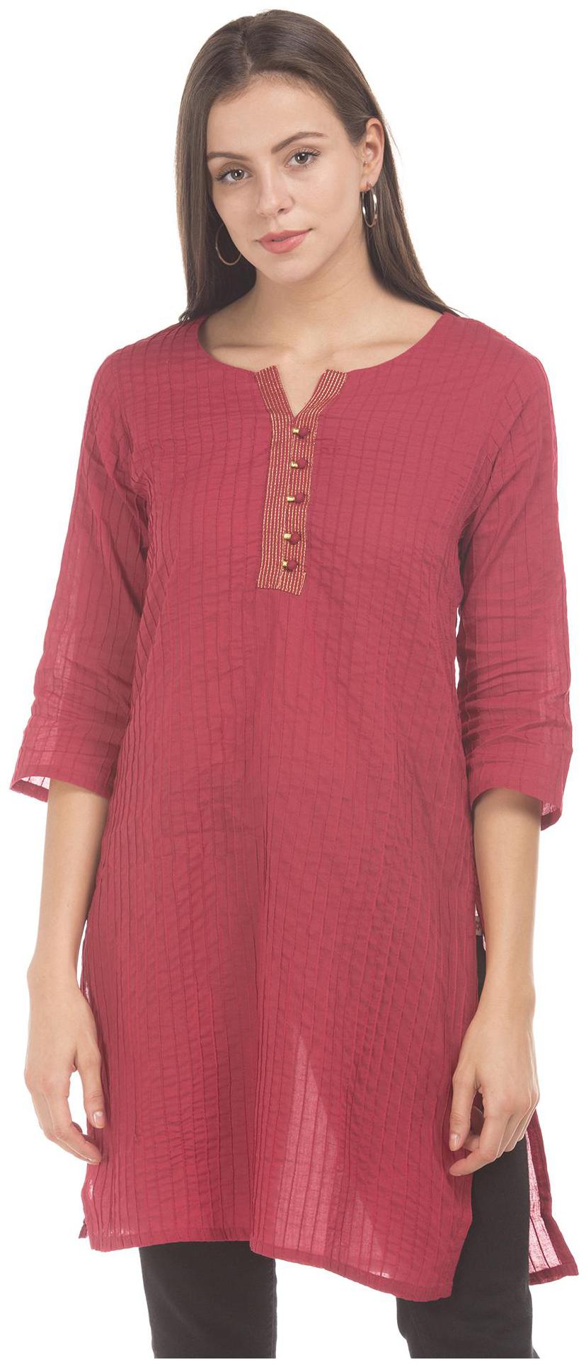

Karigari Women Red Solid Straight Kurta