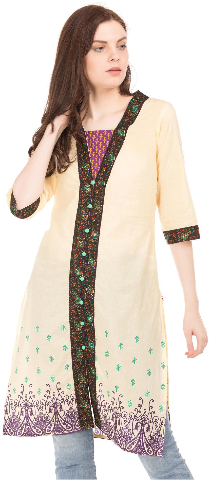 

Karigari Women White Printed Straight Kurta