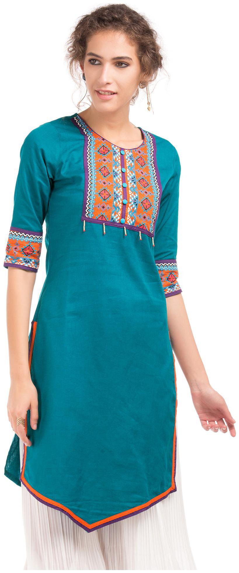 

Karigari Women Green Solid Straight Kurta