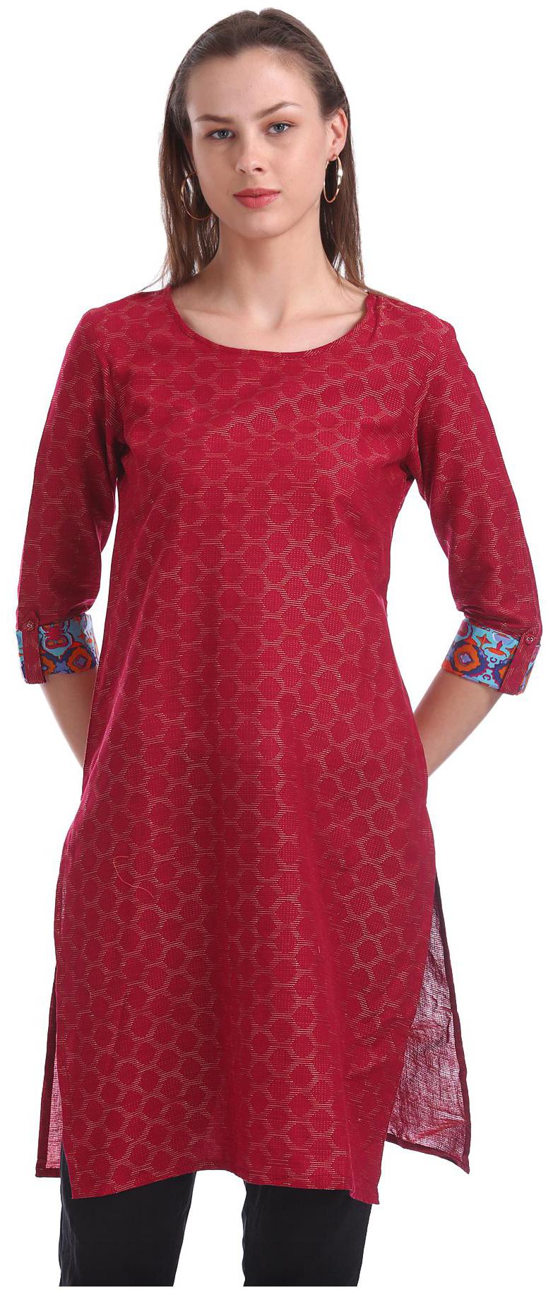 

Karigari Women Red Printed Straight Kurta