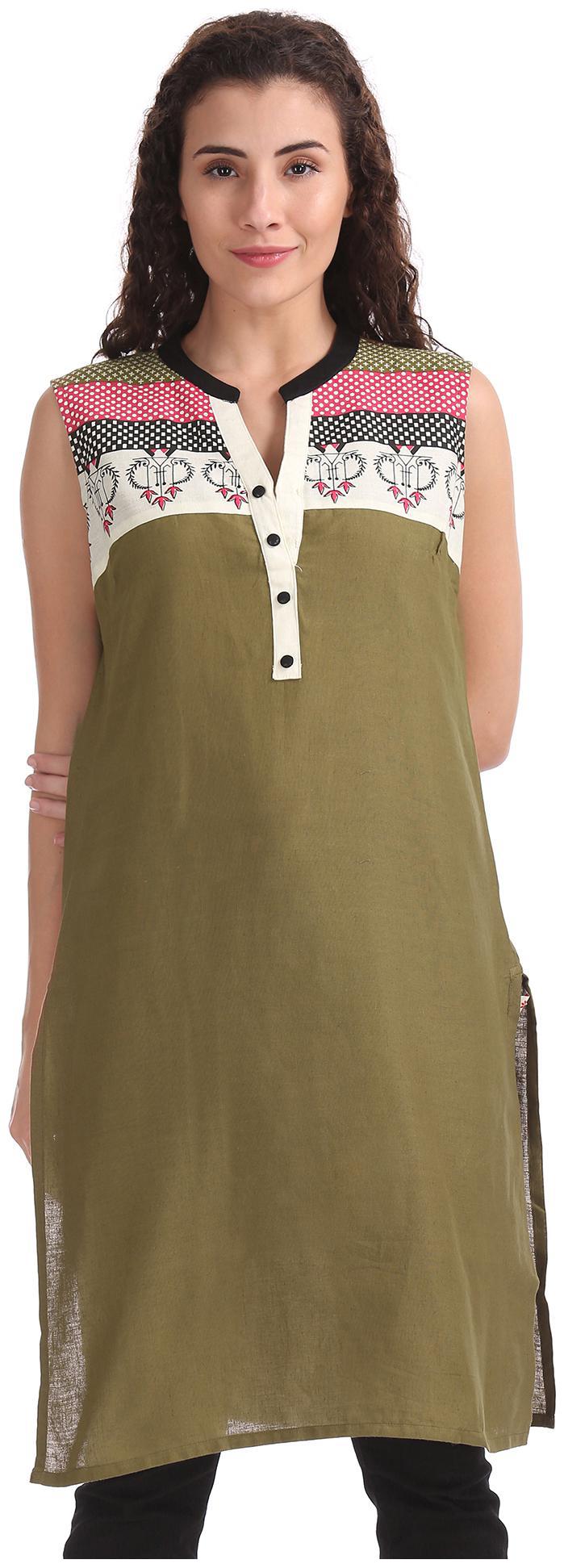 

Karigari Women Green Printed Straight Kurta