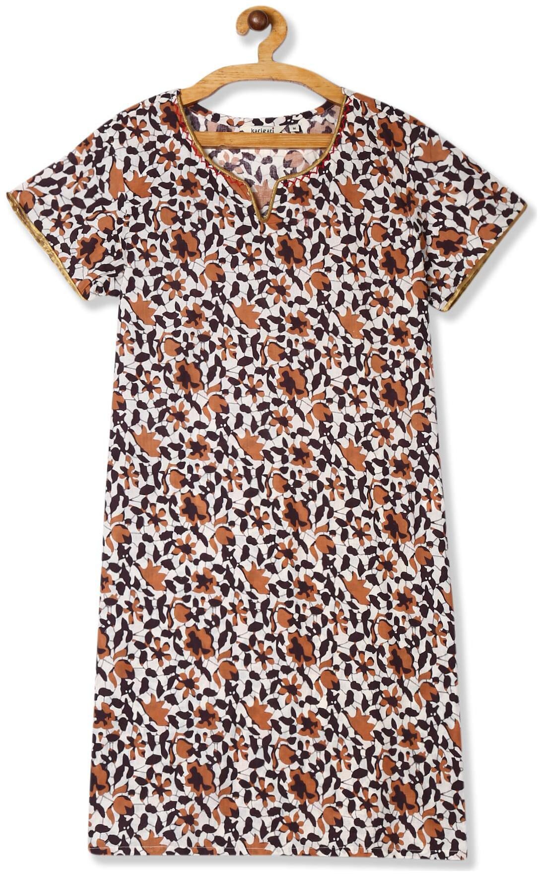

Karigari Women Brown Printed Straight Kurta