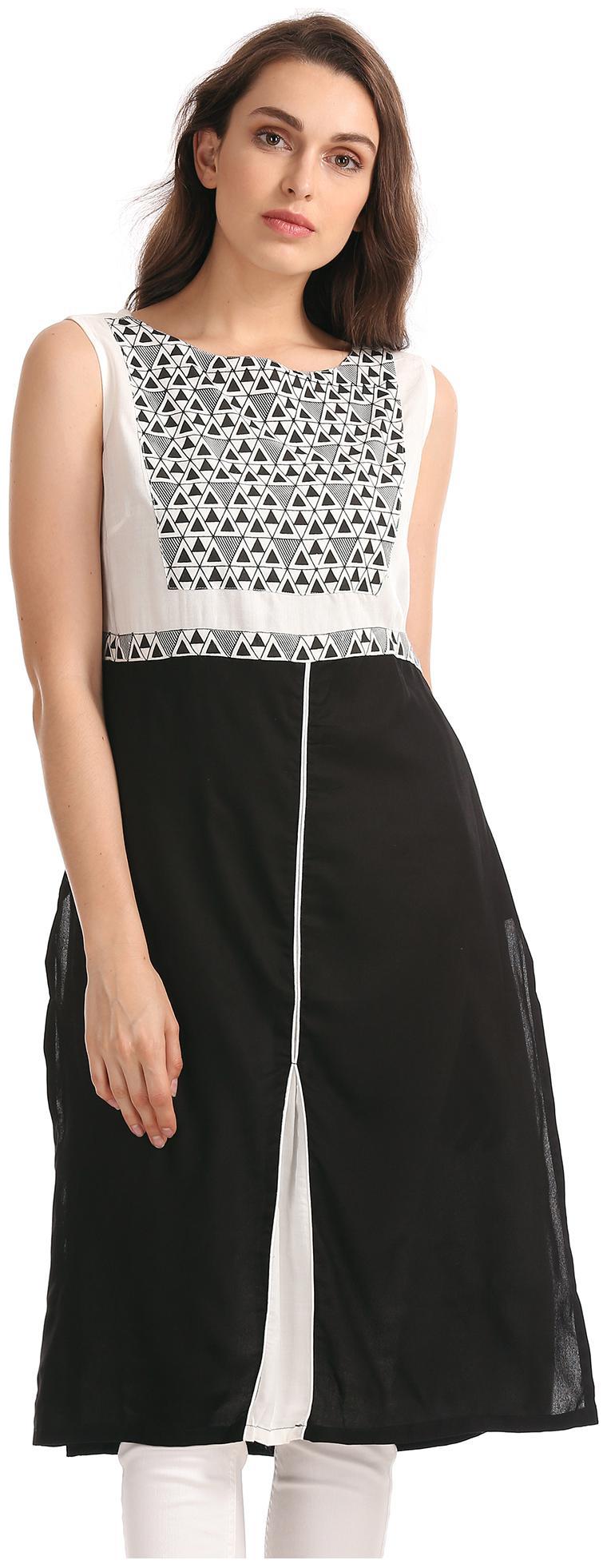 

Karigari Women Black Printed Straight Kurta