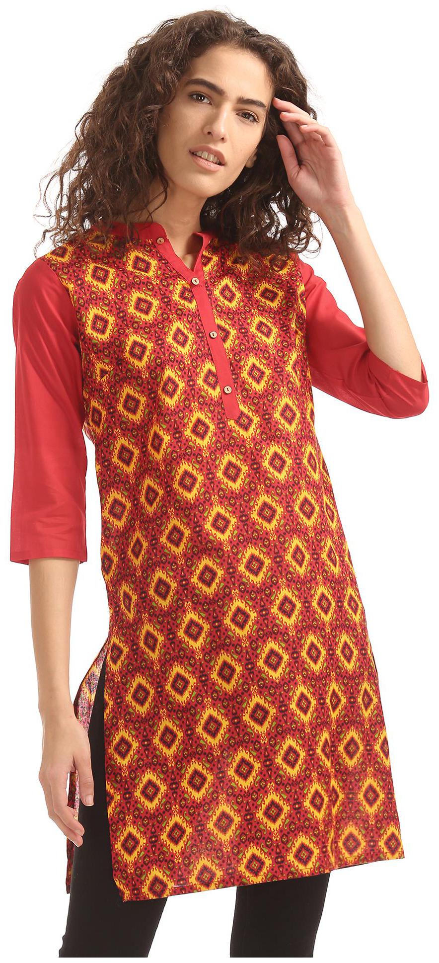 

Karigari Women Red Printed Straight Kurta