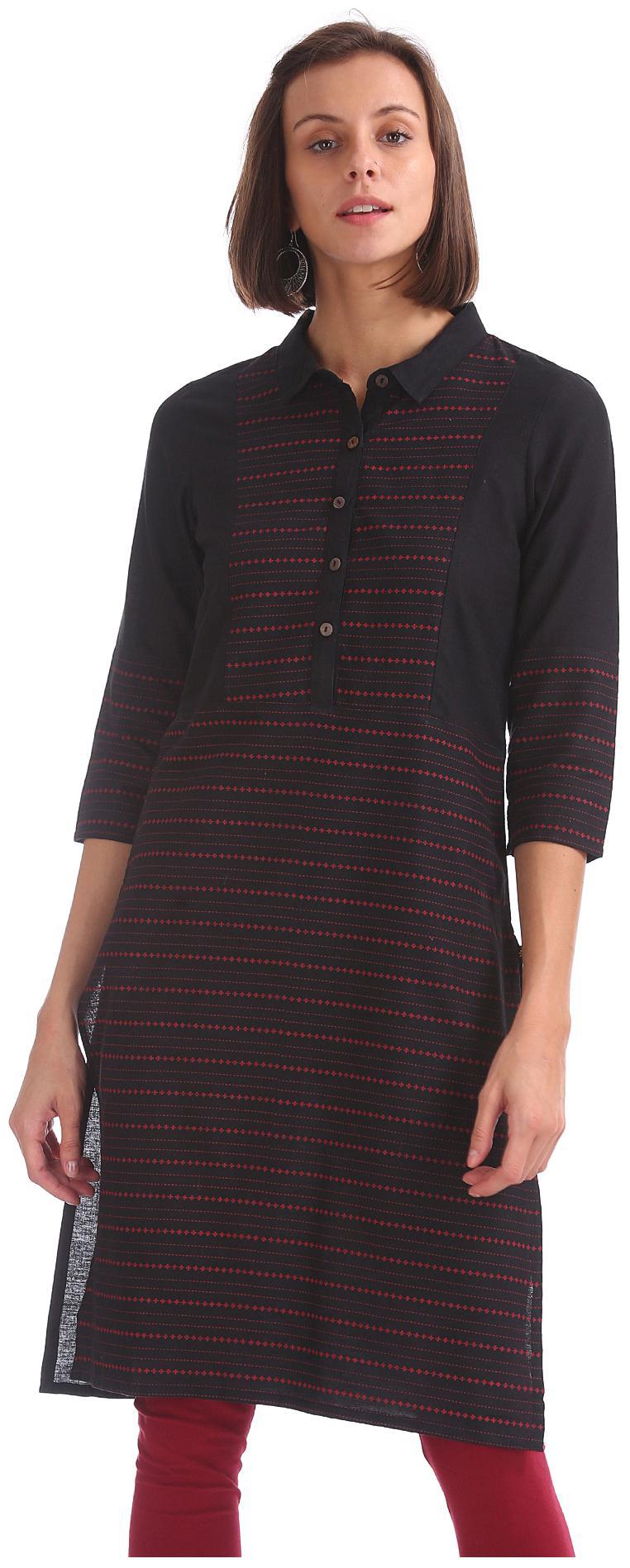 

Karigari Women Black Printed Straight Kurta