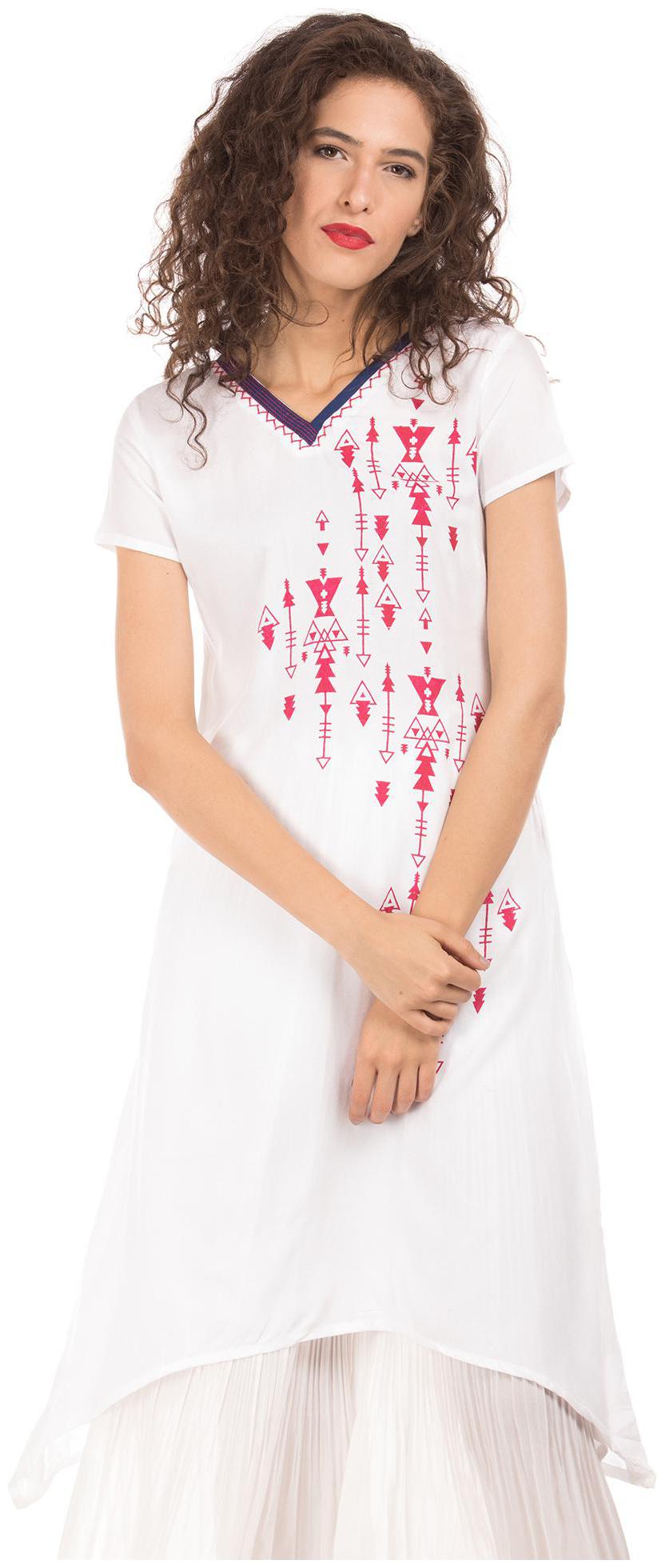 

Karigari Women White Printed Straight Kurta