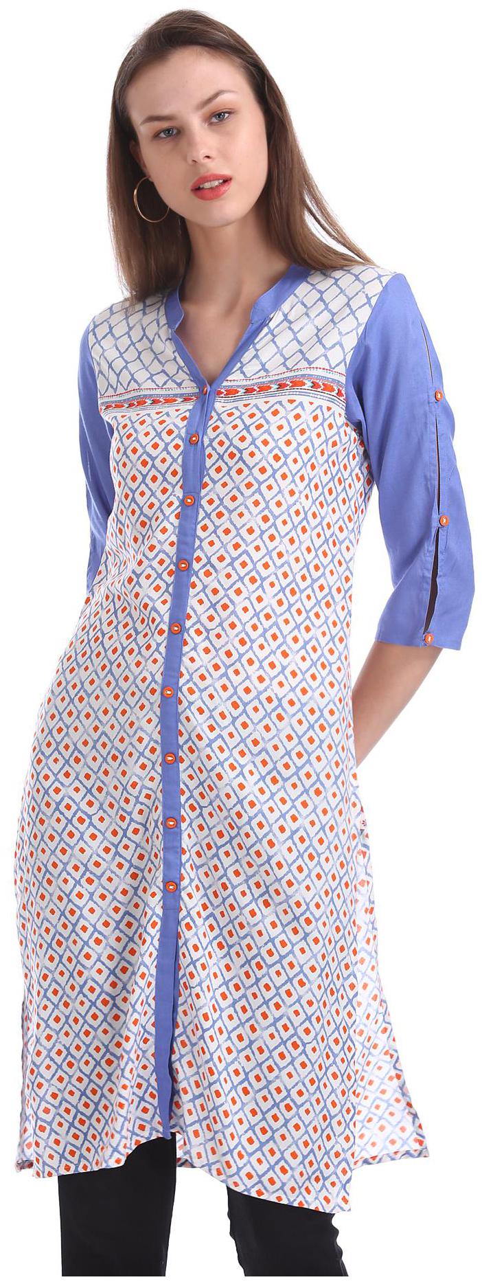 

Karigari Women White Printed Straight Kurta