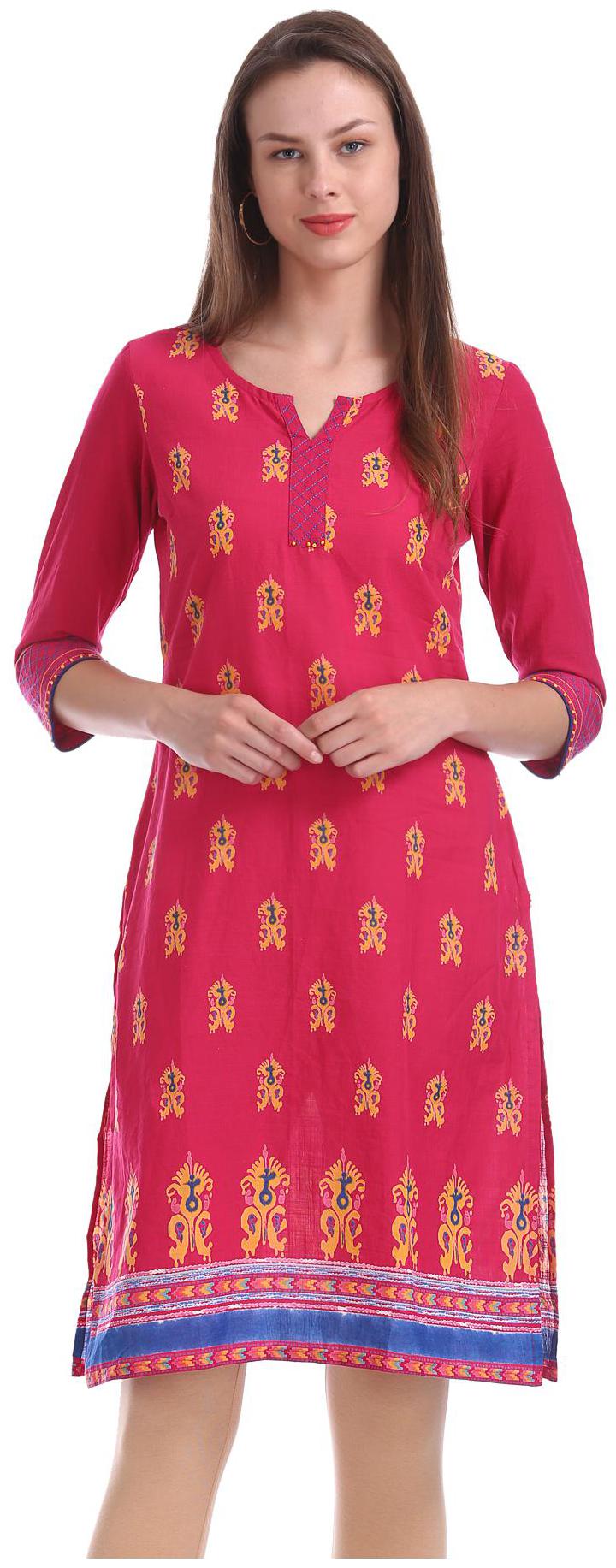 

Karigari Women Pink Printed Straight Kurta