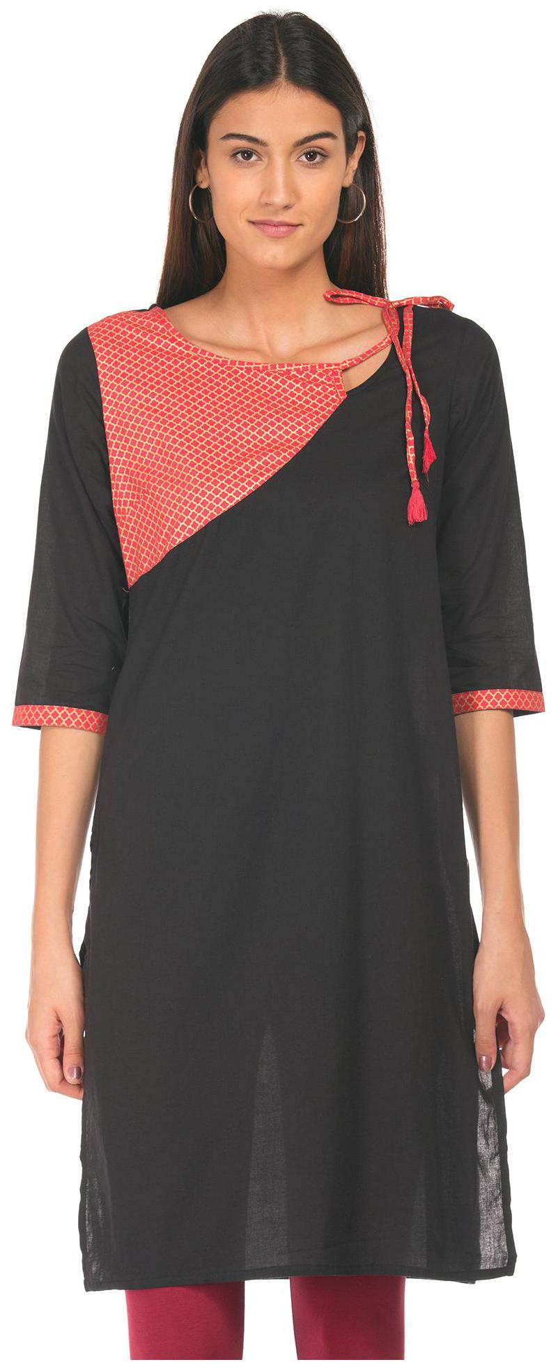 

Karigari Women Black Printed Straight Kurta