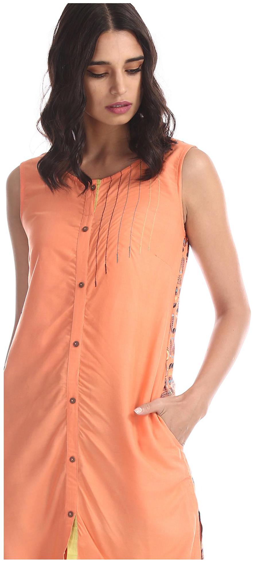 

Karigari Women Orange Printed Straight Kurta