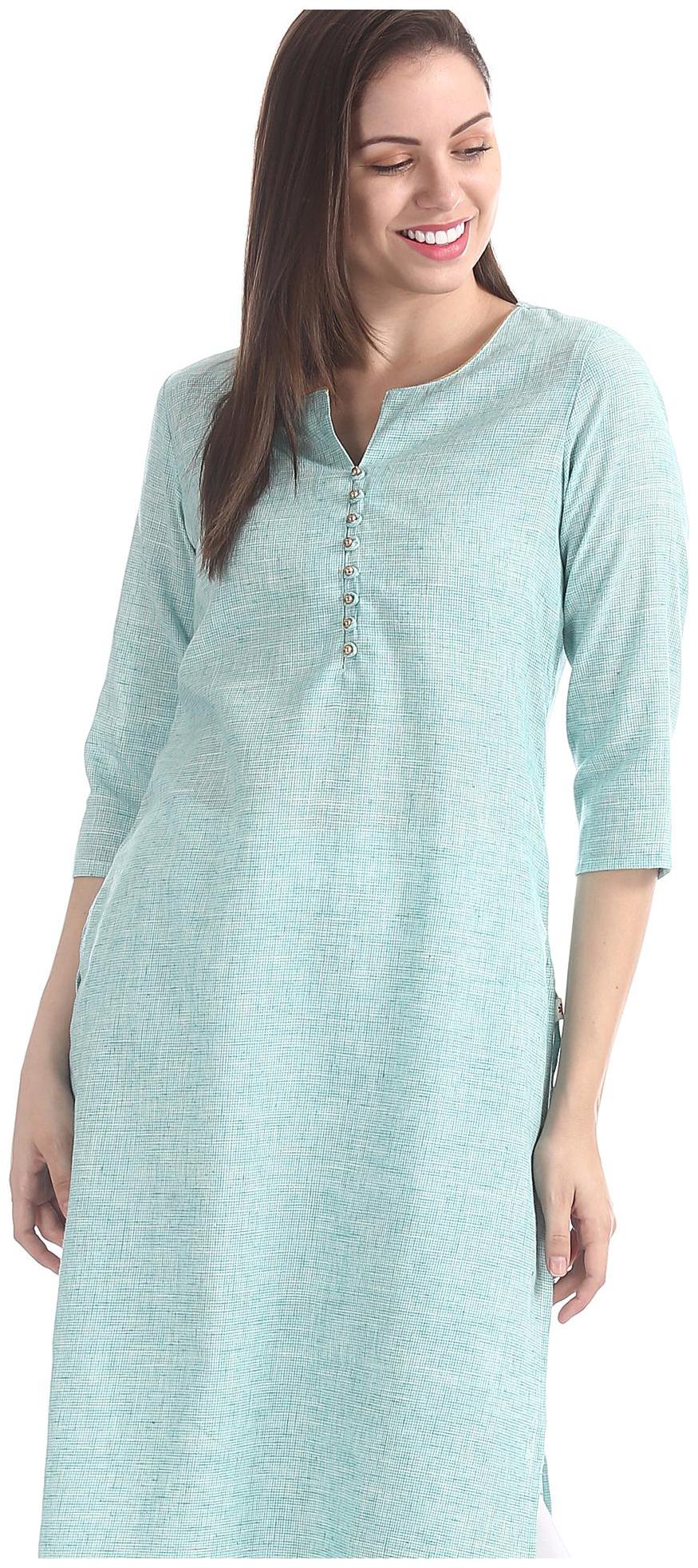 

Karigari Women Green Solid Straight Kurta