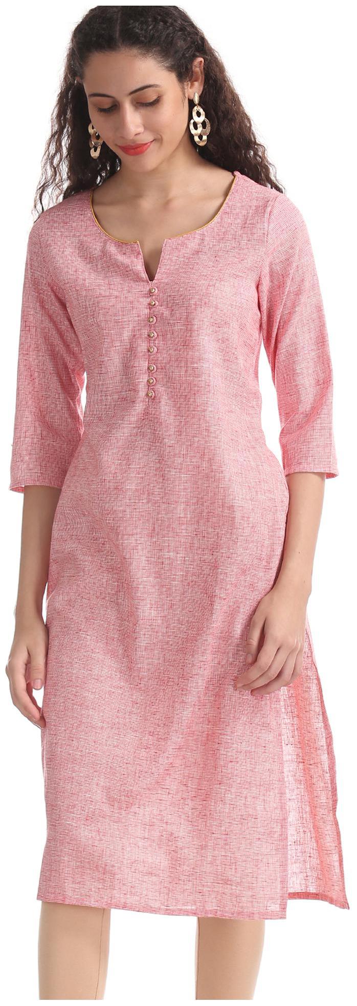 

Karigari Women Red Solid Straight Kurta