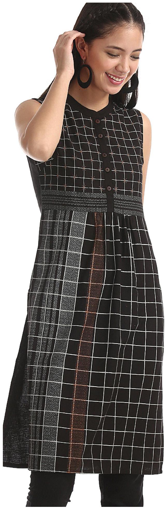 

Karigari Women Black Printed Straight Kurta