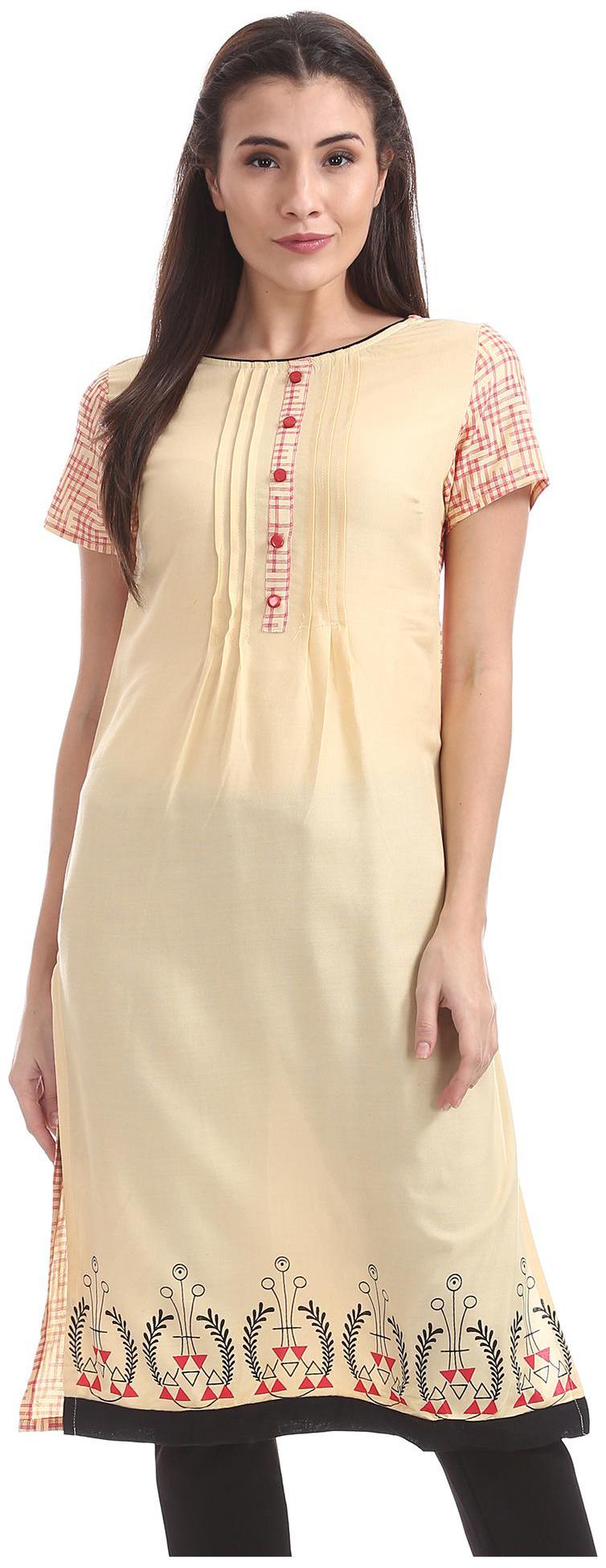 

Karigari Women White Printed Straight Kurta