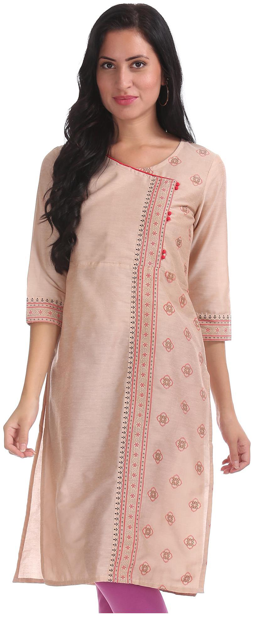 

Karigari Women Beige Printed Assymetrical Kurta