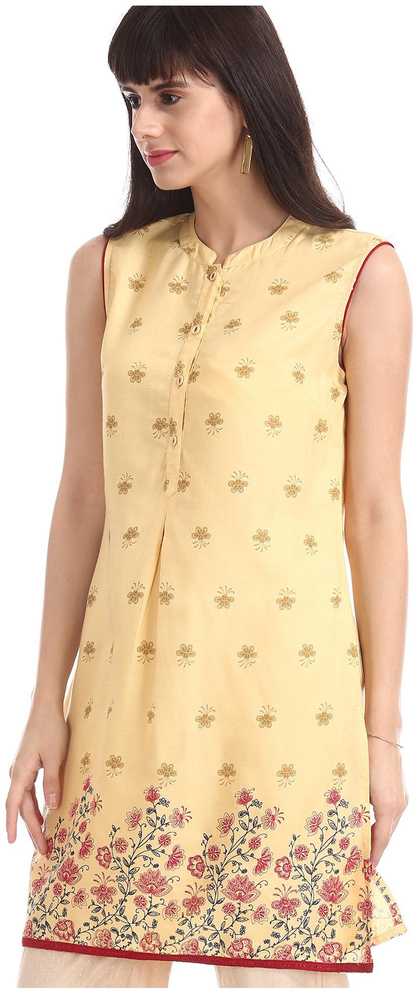 

Karigari Women Yellow Printed Straight Kurta